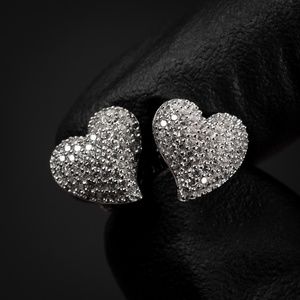 White Gold 925 Sterling Silver Womens Pretty Cute Best Heart Stud Earrings